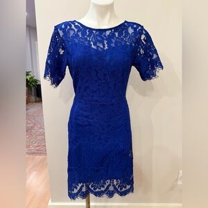 MSLG Elegant Blue Lace Dress